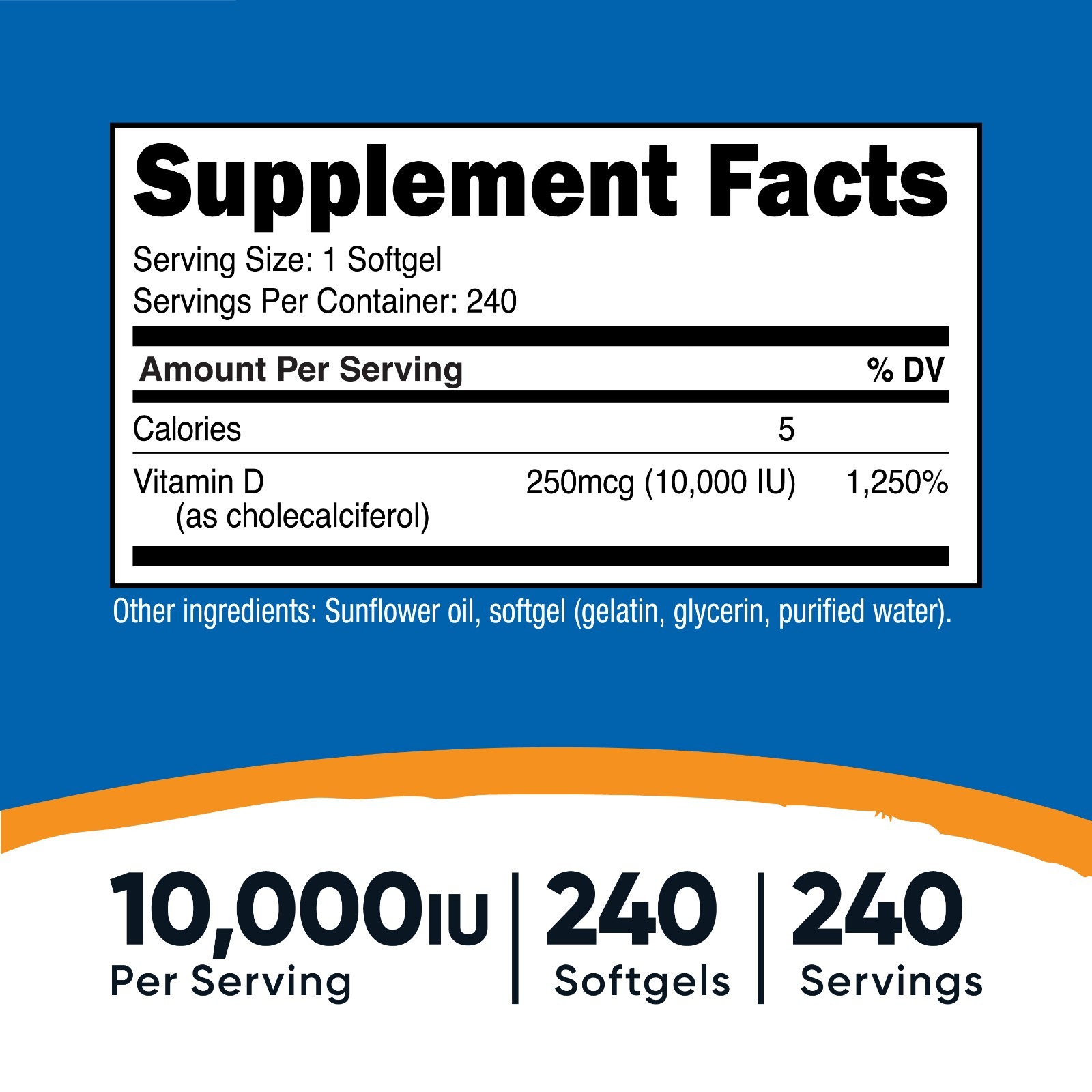 Nutricost Vitamin D3 10,000iu – 240 SFG