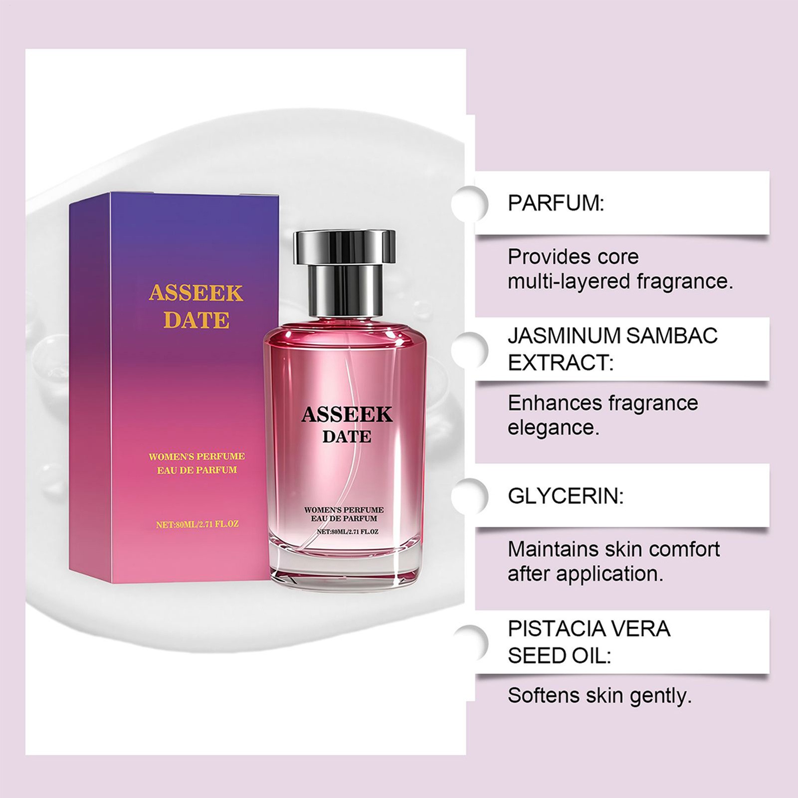 ASSEEK Women’s Perfume 80ml Floral Fruity Long-Lasting Perfume Mist Refreshing