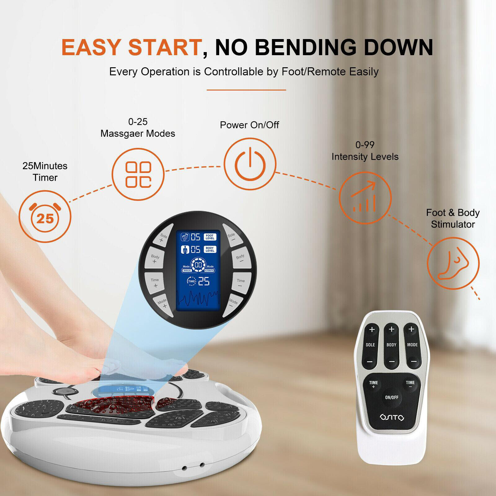 OSITO EMS Foot Circulation Massager Booster for Neuropathy Feet Legs Pain Relief