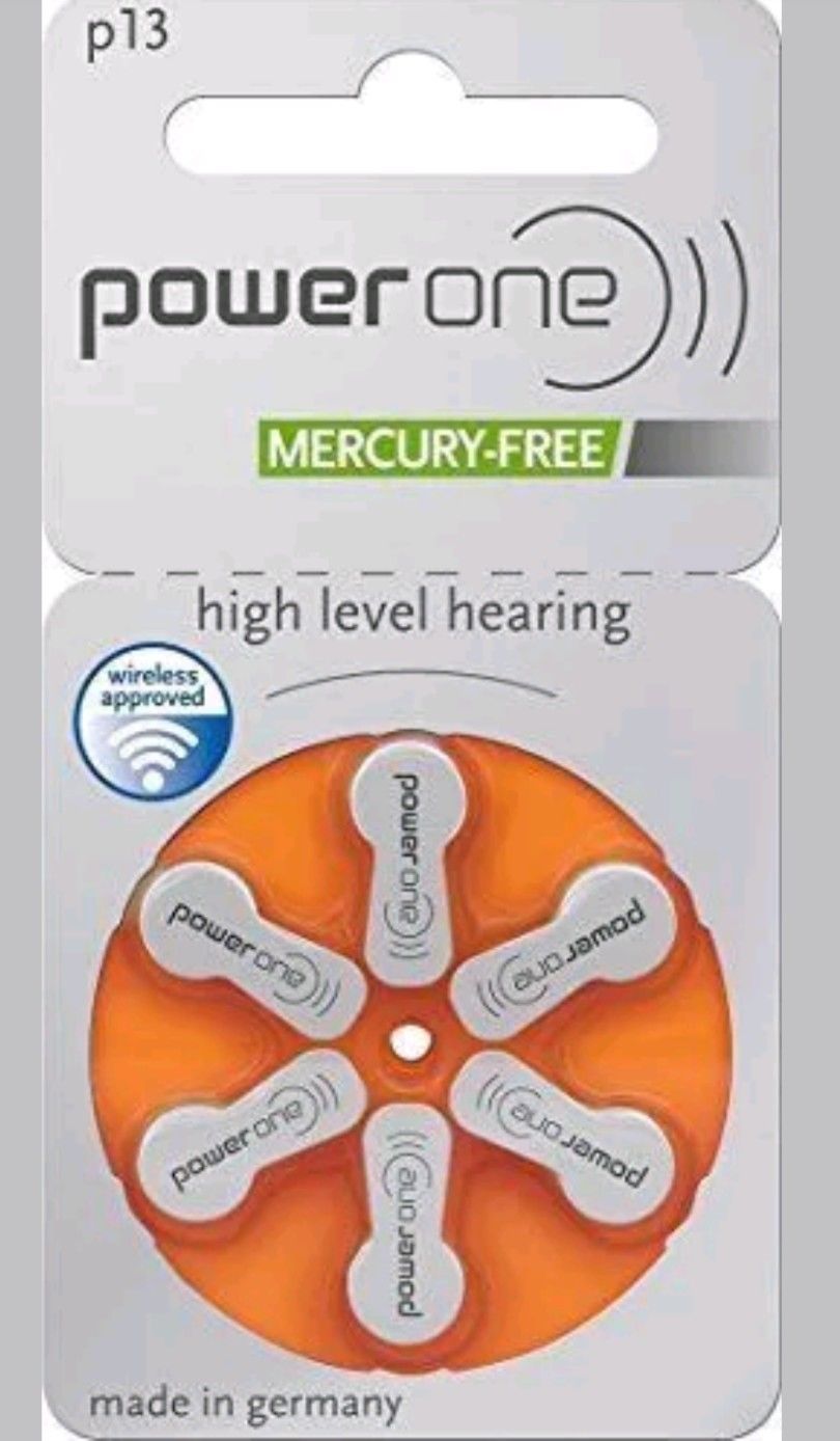 60 PowerOne Hearing Aid size 13 Genuine Mercury Free Batteries,Germany exp-2027