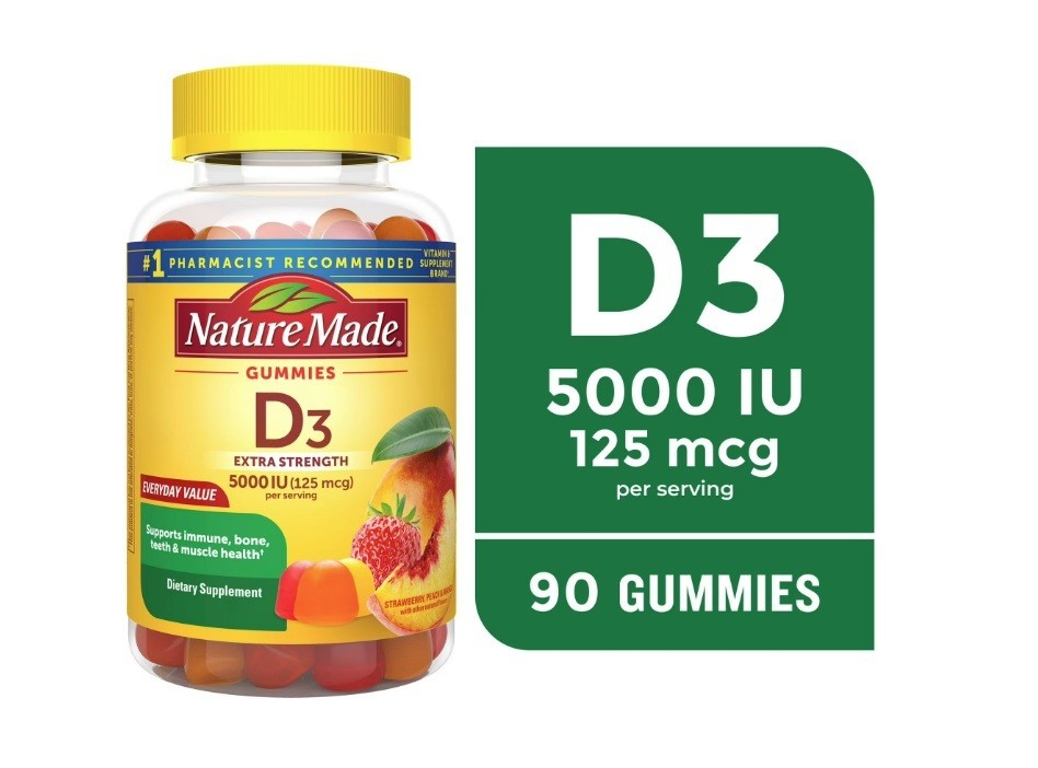 2 PACK Extra Strength Vitamin D3 5000 IU (125 Mcg) per Serving Gummies, 90 Count