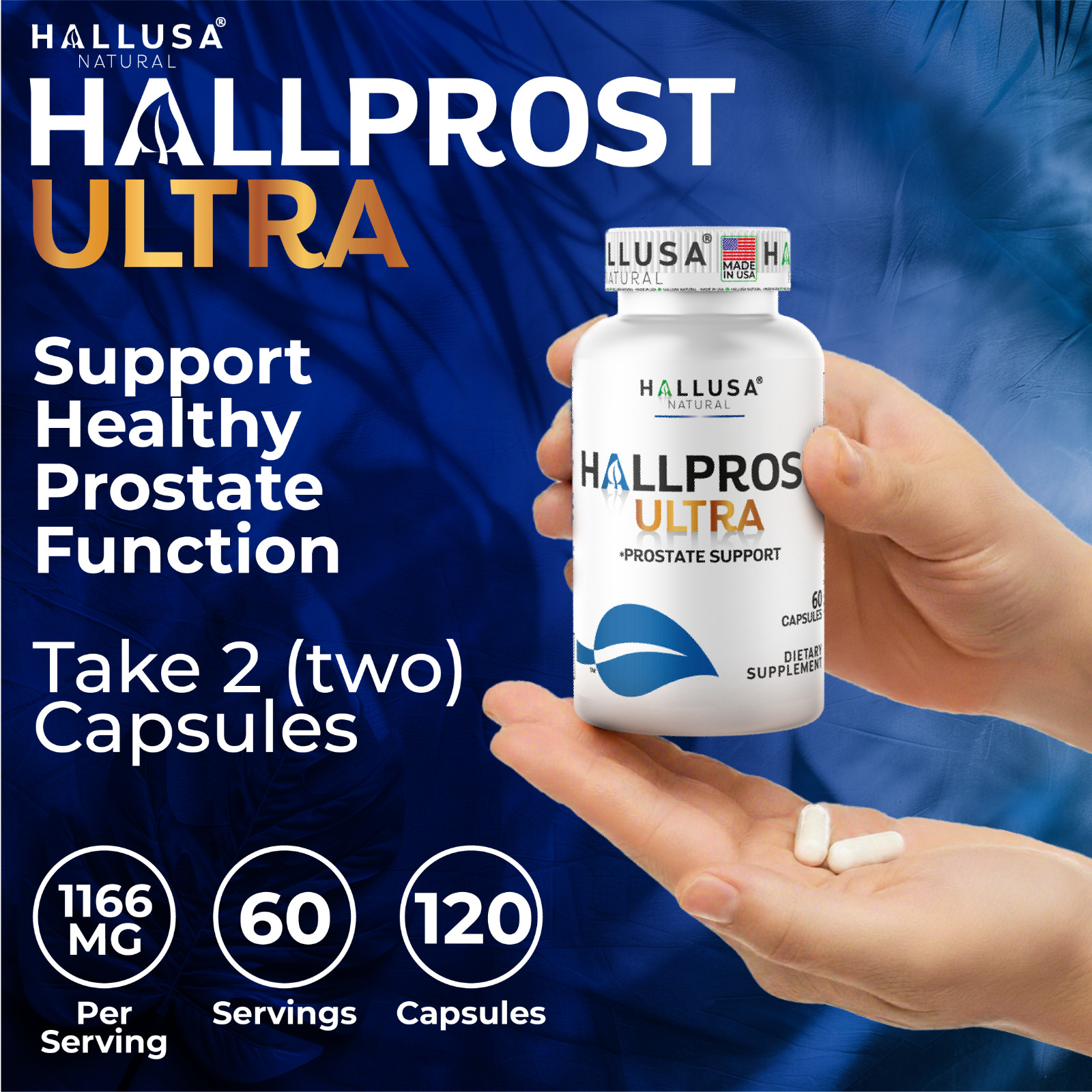 HALLPROST ULTRA – Inflamed Prostate, Urinary Support, Prostatitis – 120 Capsules