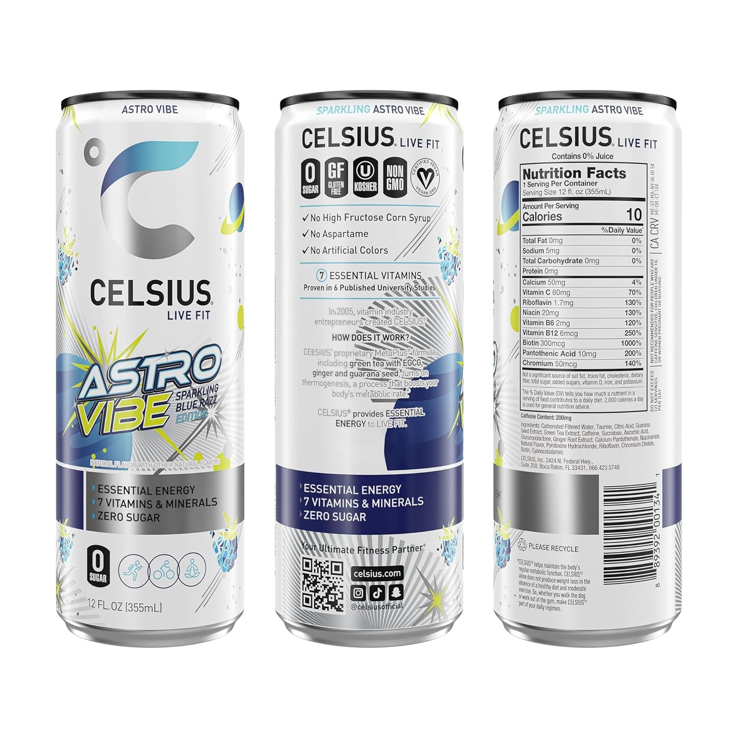 CELSIUS Sparkling, Sugar Free Energy Drink, 12 Fl Oz (Pack of 12)
