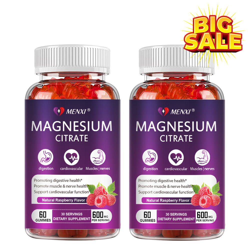 2 Pack MENXI Magnesium Citrate Gummies 600mg per Serving – 60 Vegan Gummies