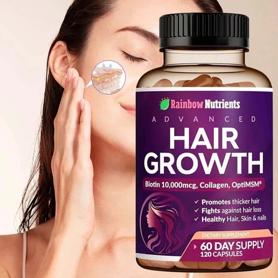 2PC Rainbow Nutrients Advanced Hair Growth-Promote Hair Growth-NEW FREE SHIP