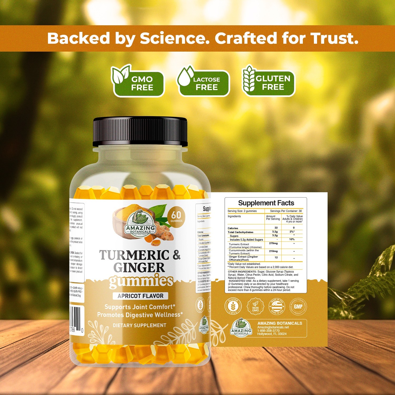 Turmeric & Ginger Gummies – 270 mg Turmeric Extract & 12 mg Ginger per Serving