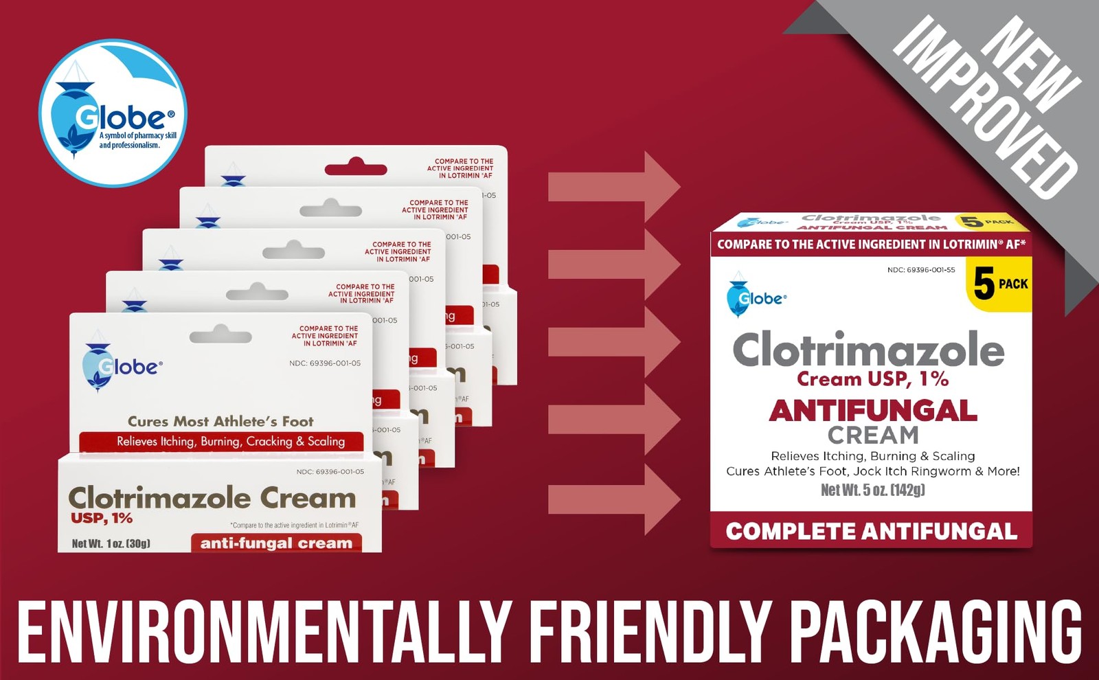 5Pack Anti-Fungal Cream Cure Athletes Foot, Jock Itch, Compare to Lotrimin AF 1%