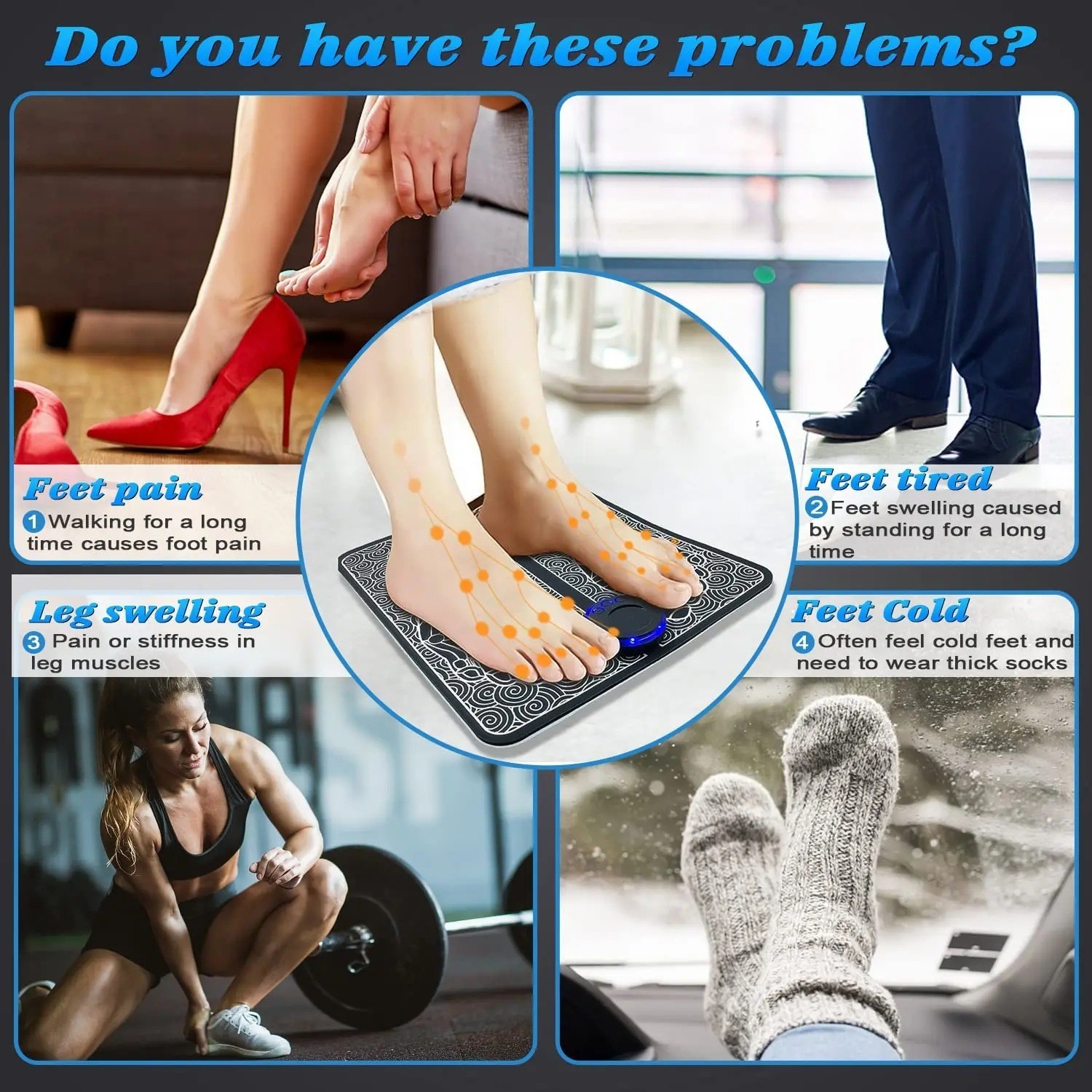 EMS Foot Massager with Remote Control, Pain-Relief for Feet Neuropathic Relief