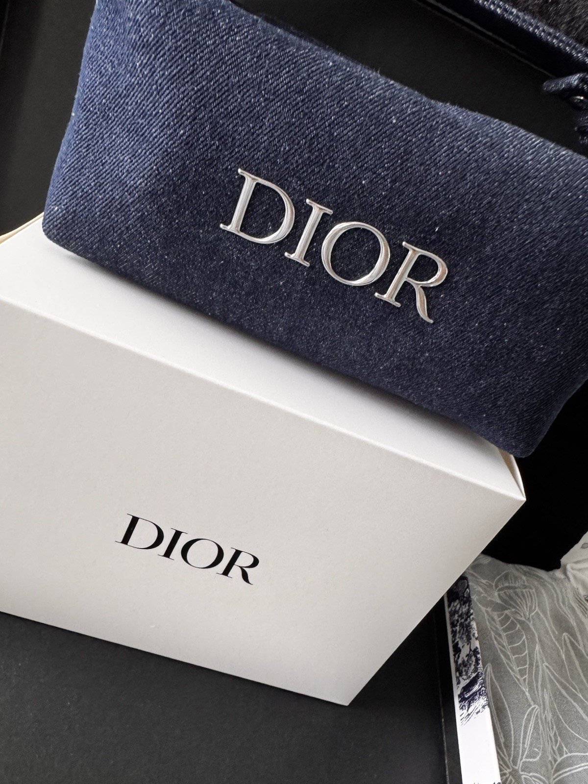 Christian Dior Cosmetic Makeup Bag Pouch With Top Handle New in Box!~ Blue