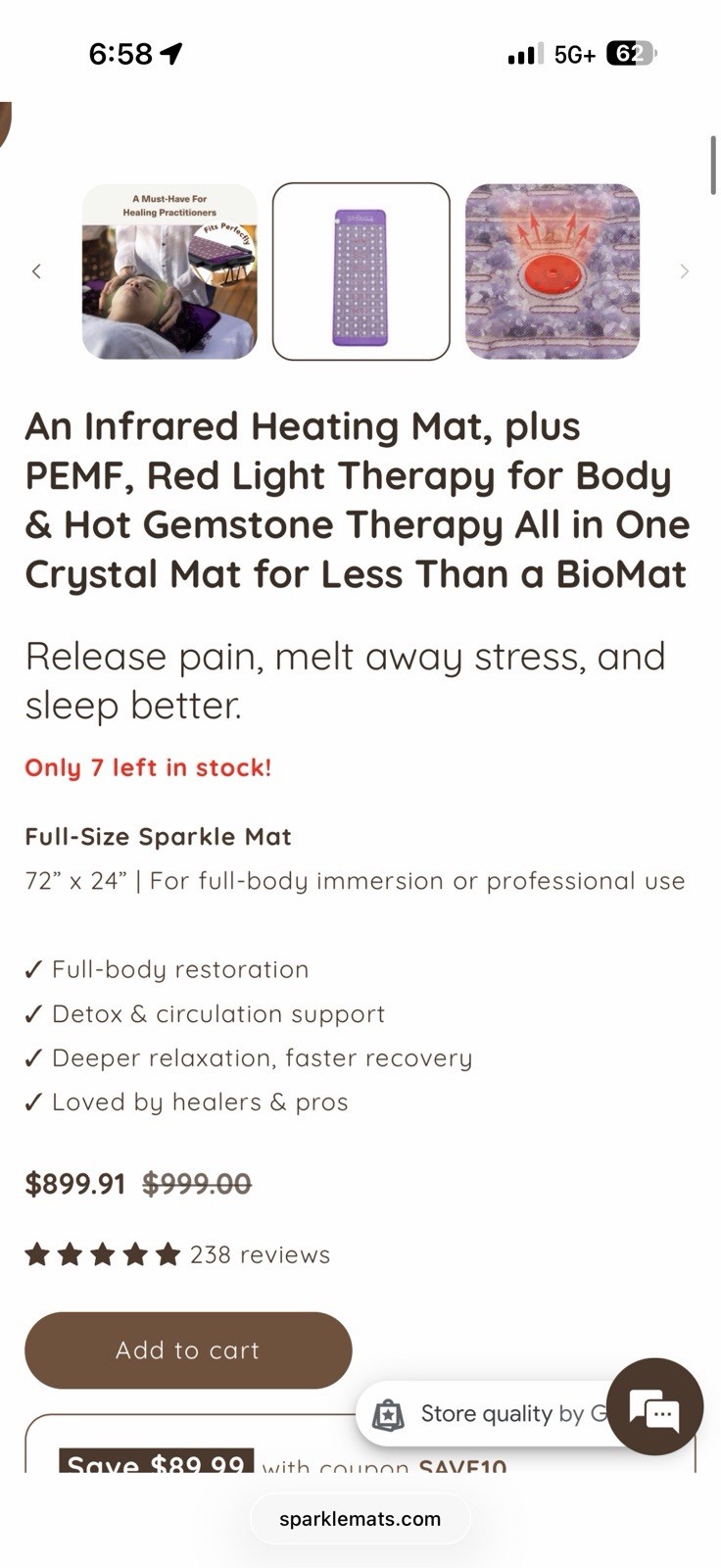 Sparkle Full Size Infrared Heating Mat PEMF Red Light Therapy Crystal Mat 72×24