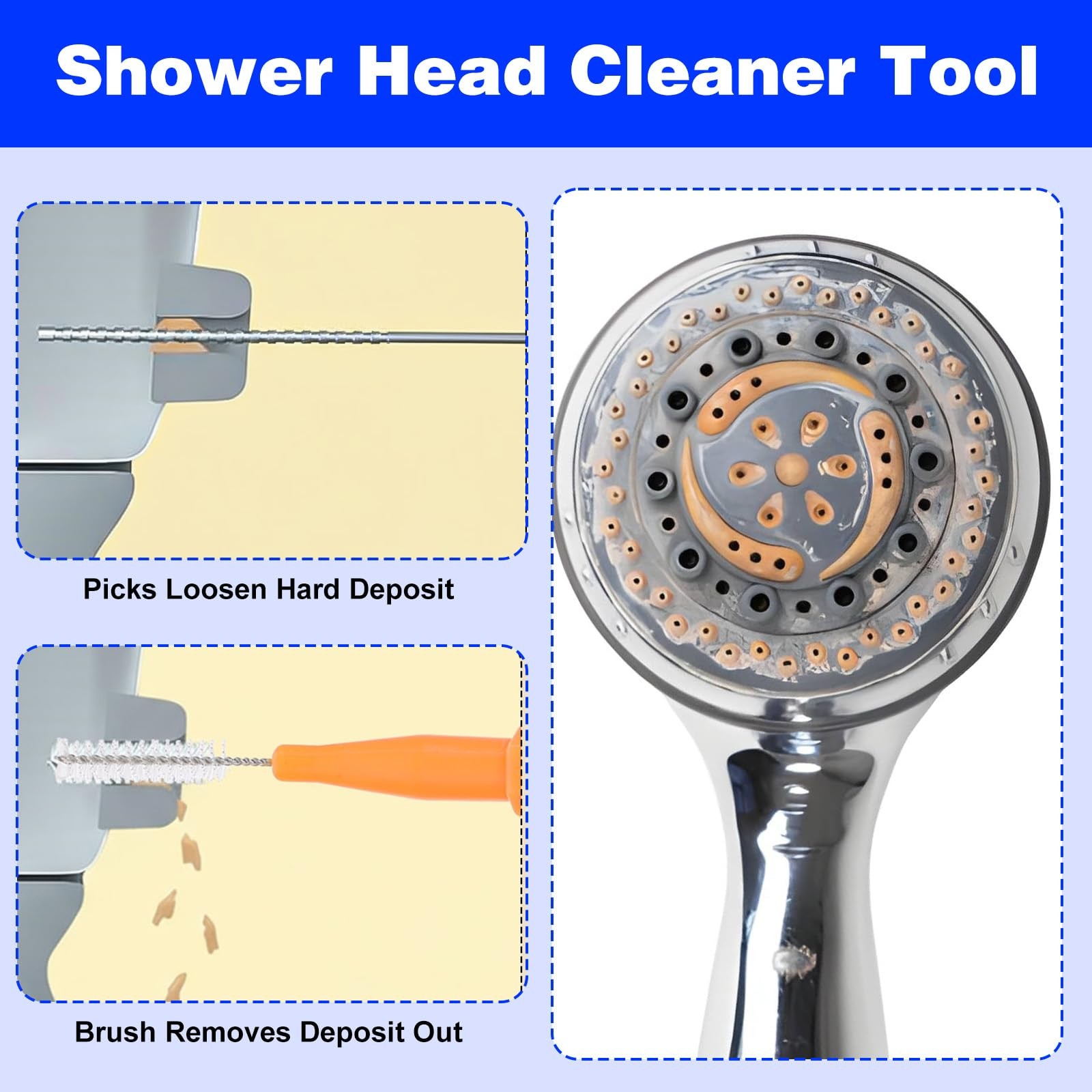 30 PCS Shower Head Cleaner Picks, Multiple Size Hole Cleaning Brush for Showe…