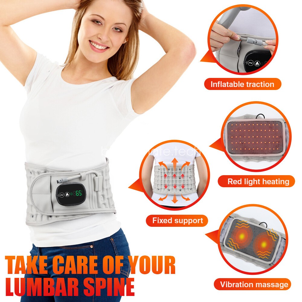 Heating Vibration Waist Belt Red Light Massager Lower Back Pain Relief Daily Use