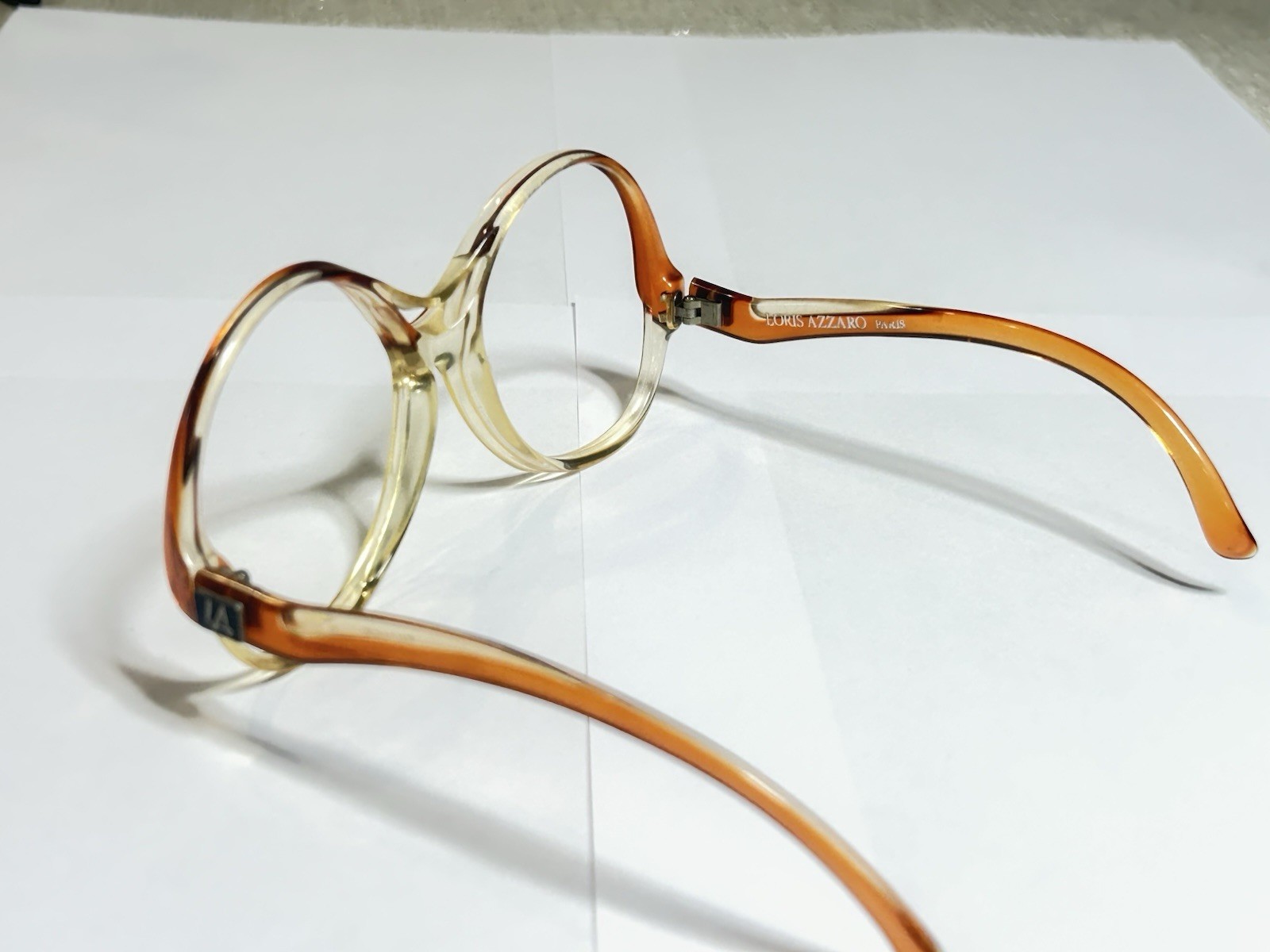 Vintage Loris Azzaro Paris Eyeglass Frames Oversized Amber Clear France NOS