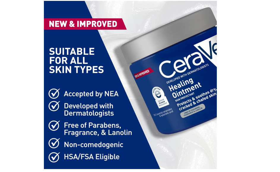 CeraVe Healing Ointment Skin Protectant Ceramides Hyaluronic Acid 12 Oz Dry