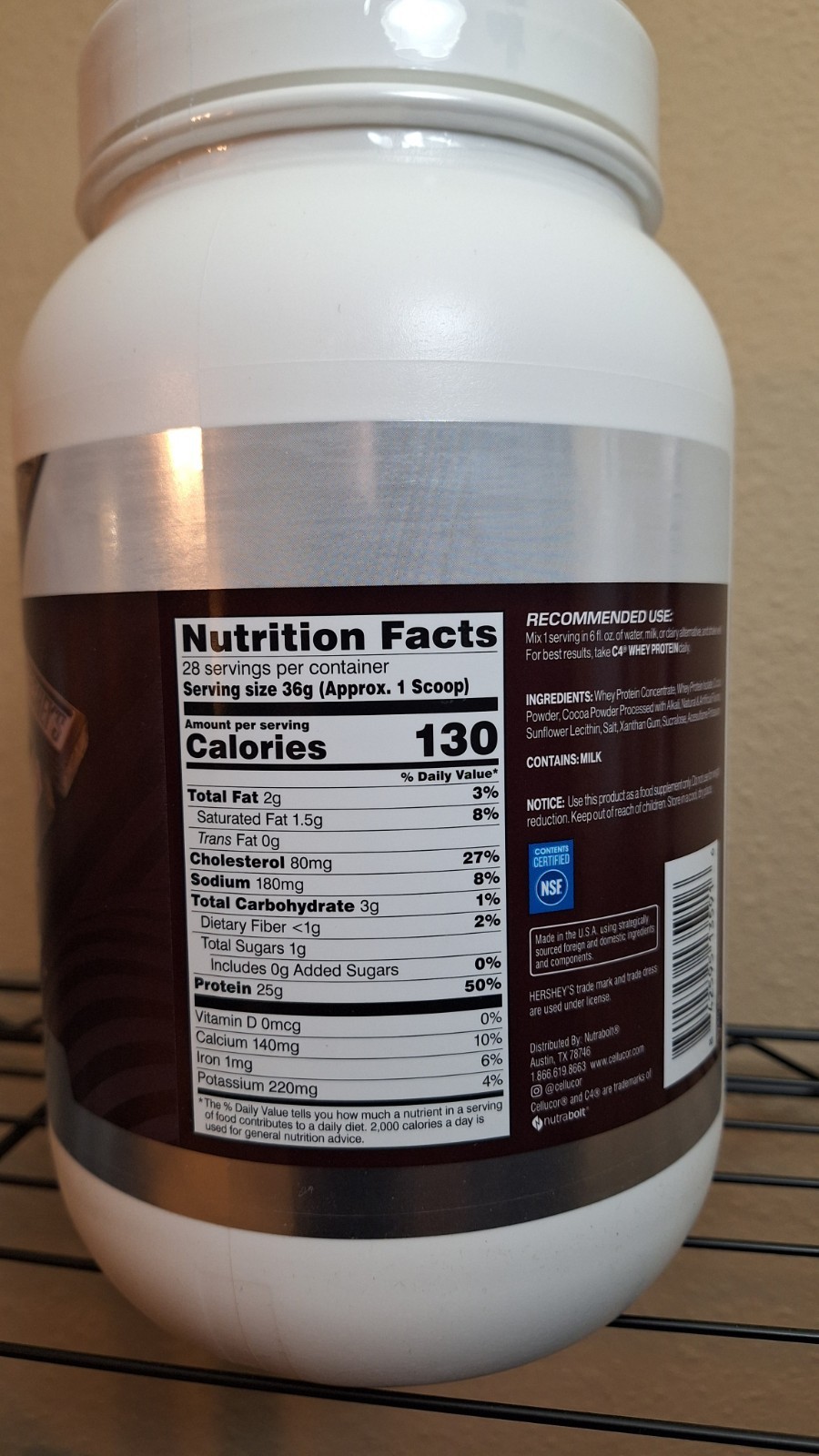 C4 Whey Protein Powder, Hershey’s Milk Chocolate, 2.22 lb, 28 Serv, 10/2027✨️