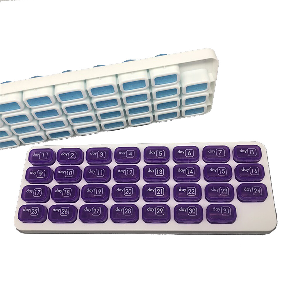 US 31 Day Monthly Pill Organizer Medication Pod Compartment Planner Box Plastic