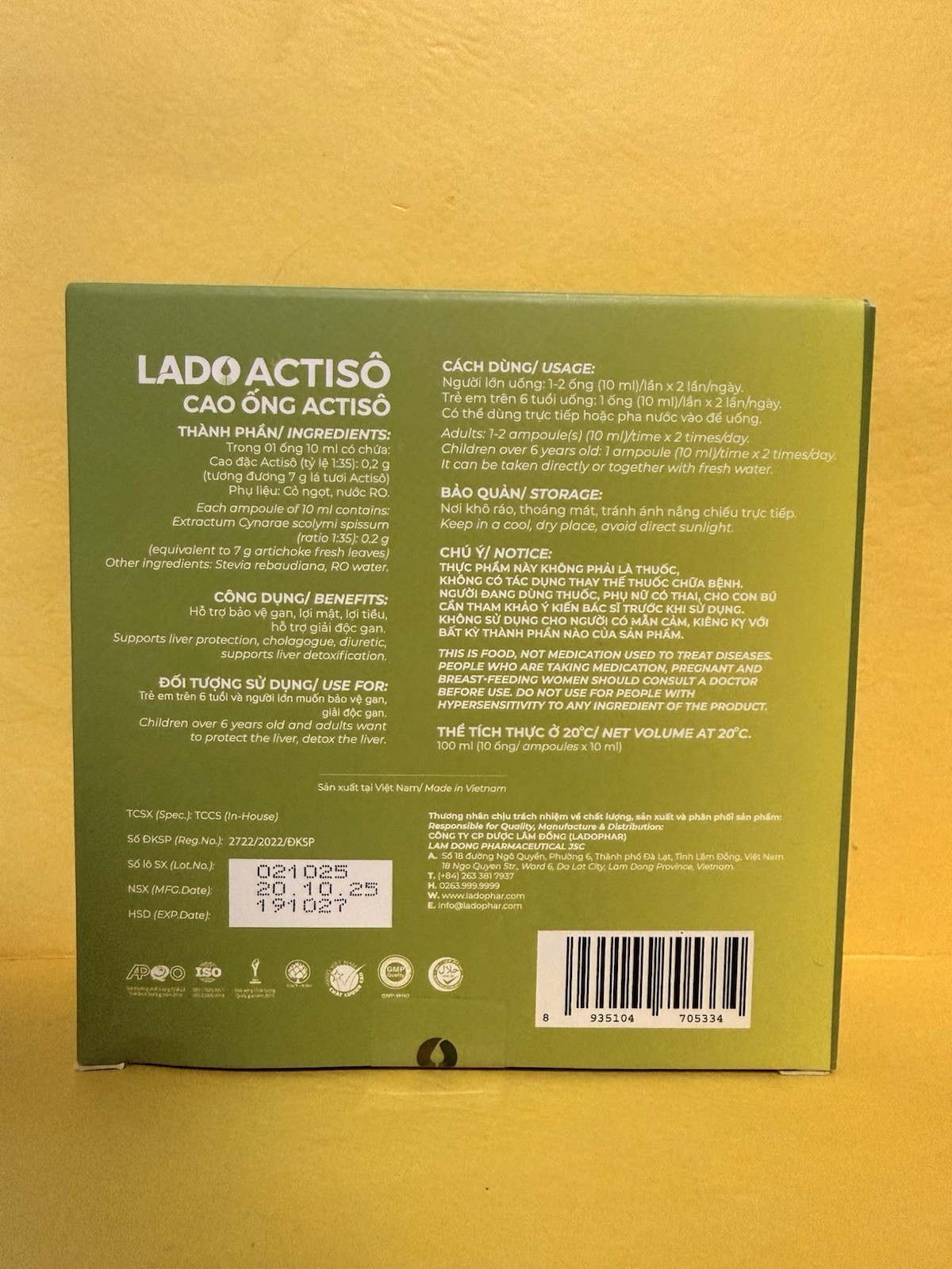 LADO ACTISO Artichoke Extract, Cao Ống Atiso