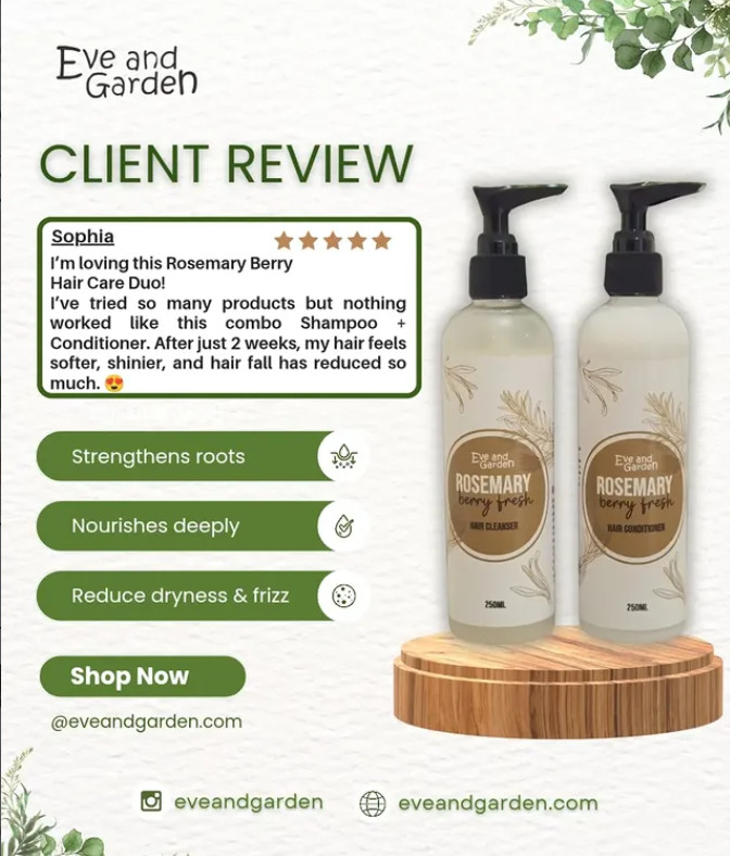Rosemary Berry Fresh Shampoo & Conditioner Set | Nourishing Hair Care Duo 250ml