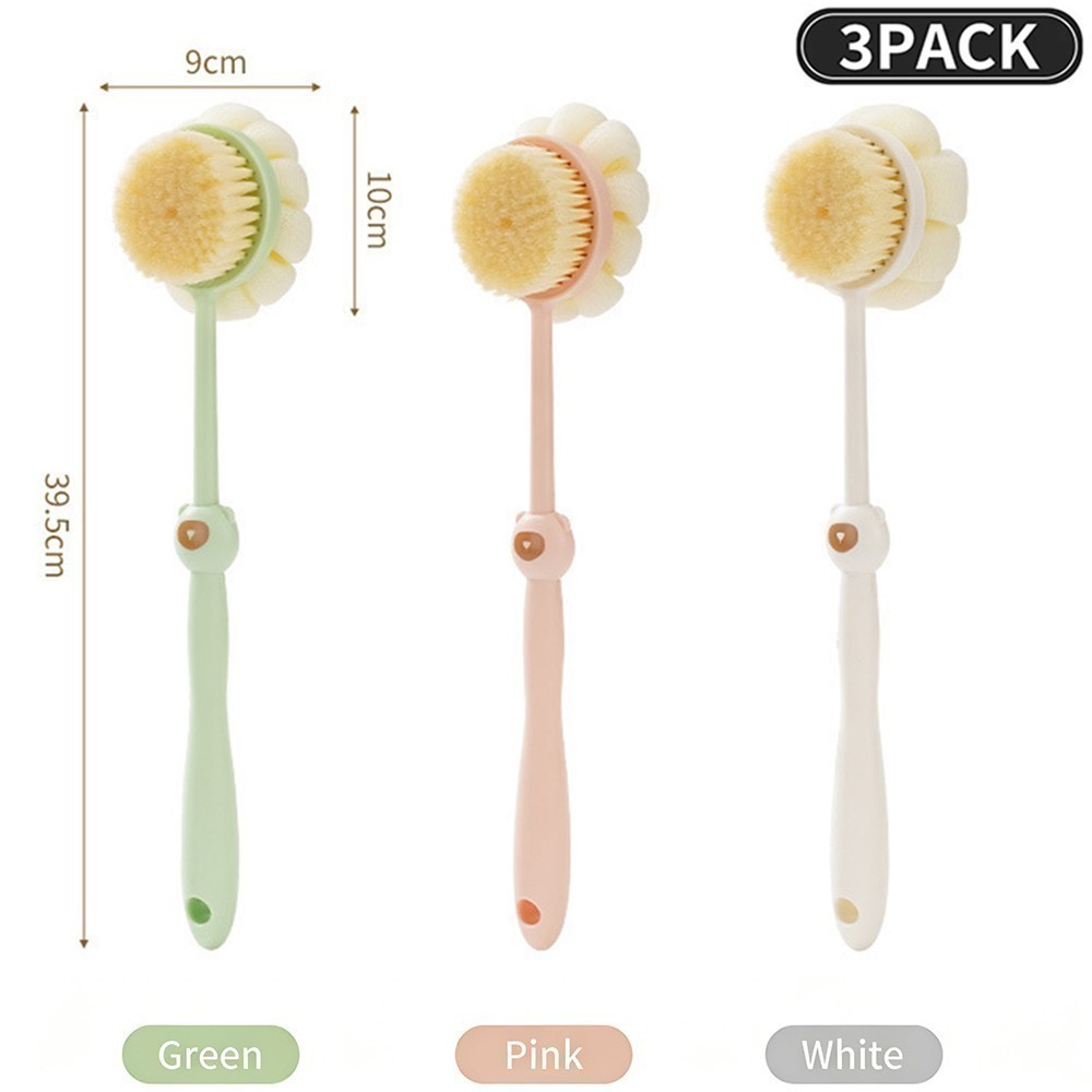 3 Pack Dual-Sided Back Scrubber for Shower Long Handle Body Brush Deep Clean NEW