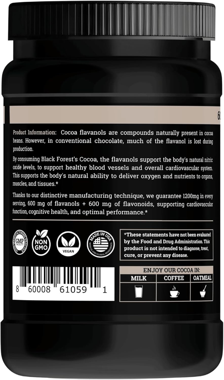 2 PCS Black Forest High Flavanol Cocoa Powder (1200mg Flavanols & Flavonoids Sup