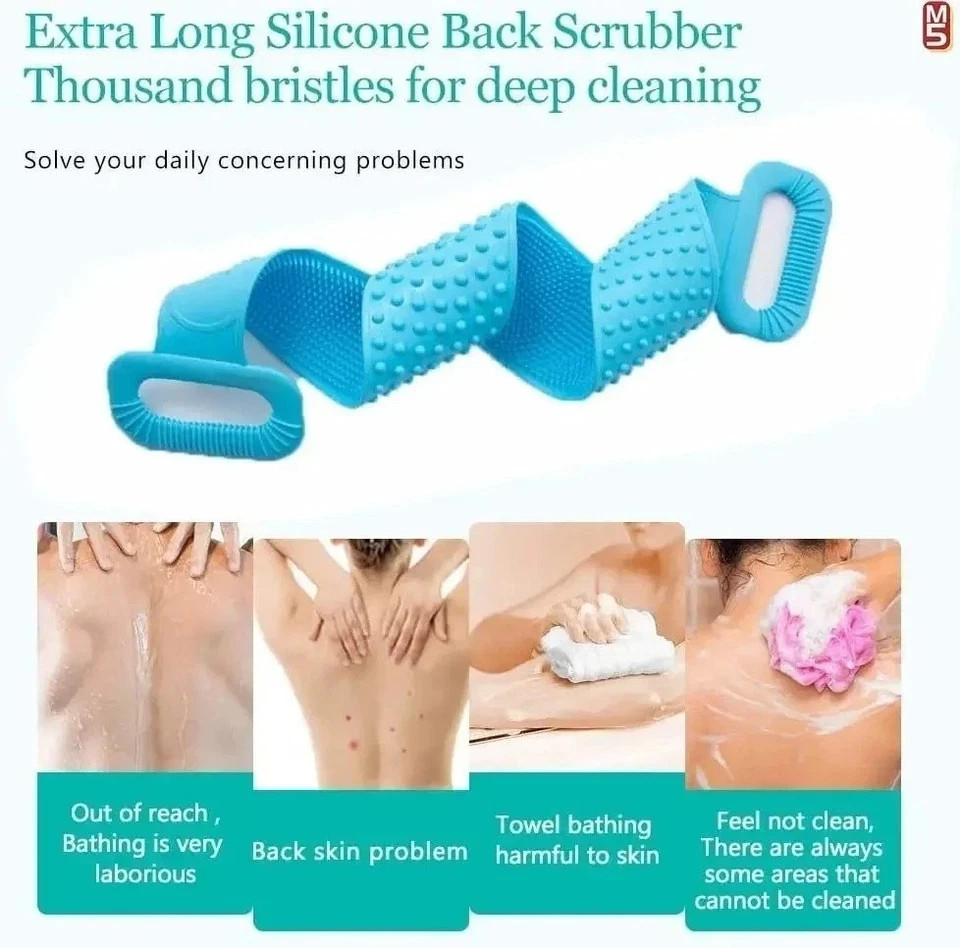 Silicone Body Back Scrubber Double Side Bathing Brush For Skin Deep Cleaning
